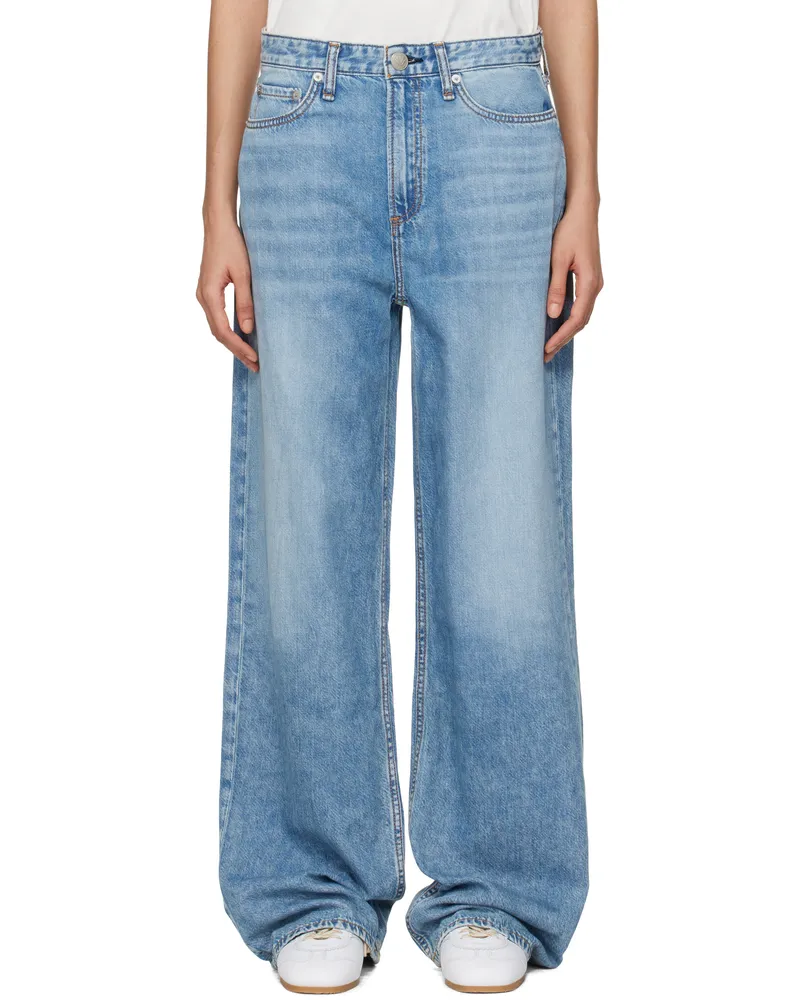 Rag & Bone Blue 'The Logan' Mid-Rise Wide Leg Jeans Audrey