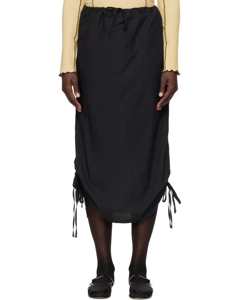 Baserange Black Pictorial Midi Skirt Black