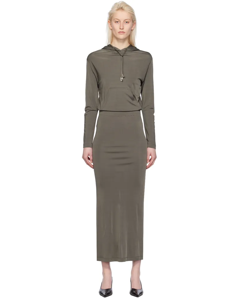 Dion Lee Khaki Gathered Maxi Dress Mercury