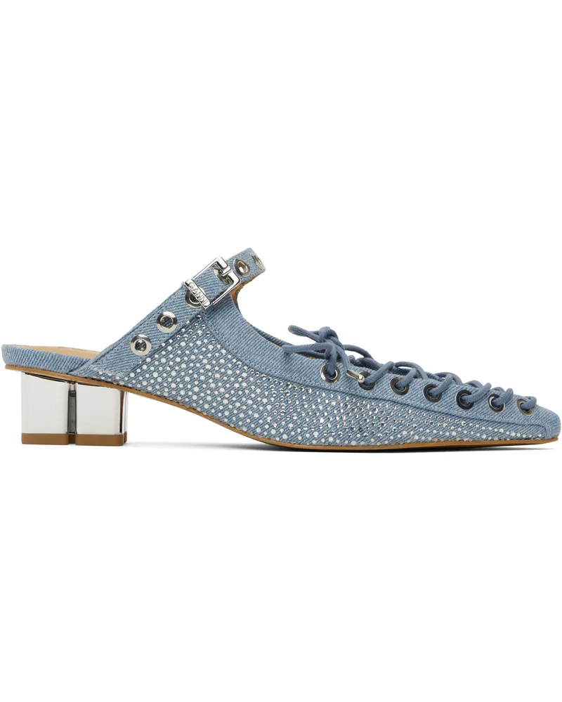 Ganni Blue Lace-Up Denim Mules 928