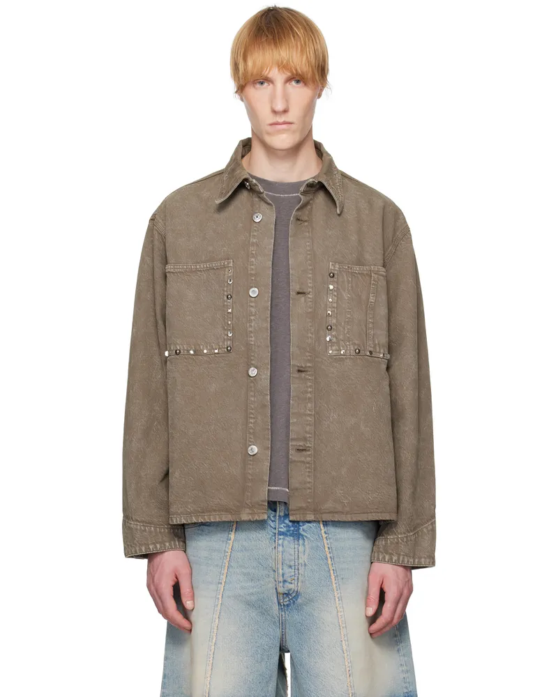 Hope Brown Studded Denim Jacket Stone