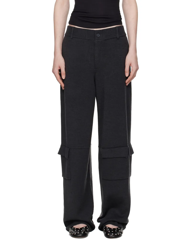 Aya Muse Gray Knit Cargo Pants Charcoal