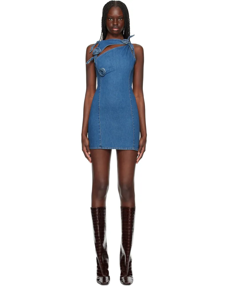 COPERNI Blue Asymmetric Flower Denim Minidress Blue