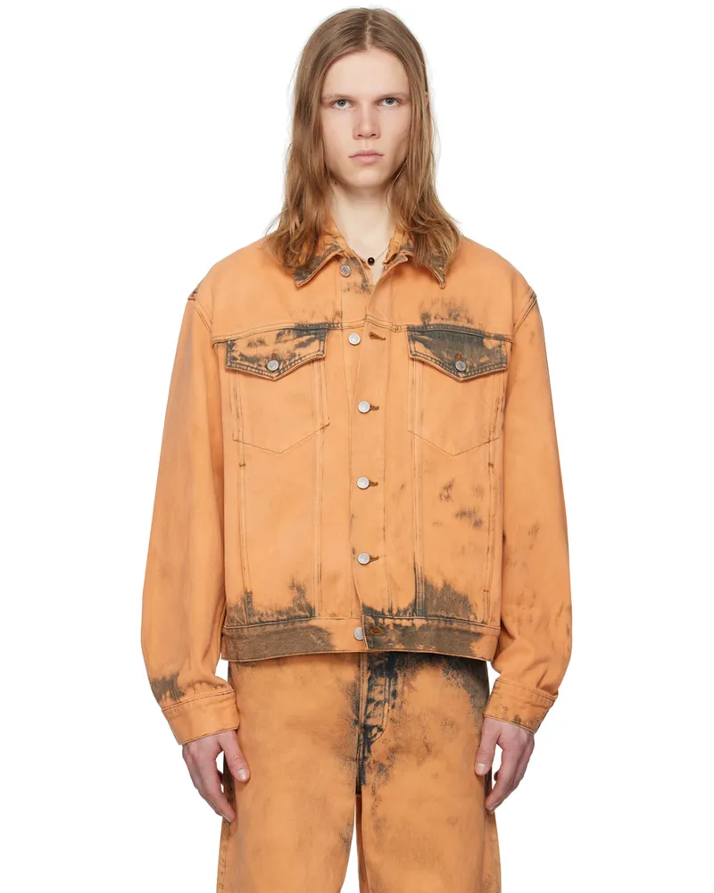 Dries van Noten Orange Bleached Denim Jacket 700