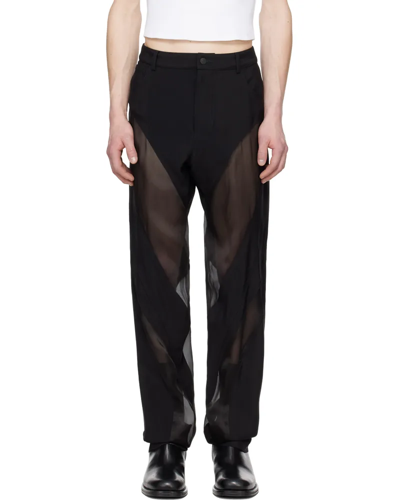 Thierry Mugler Black Semi-Sheer Trousers Black