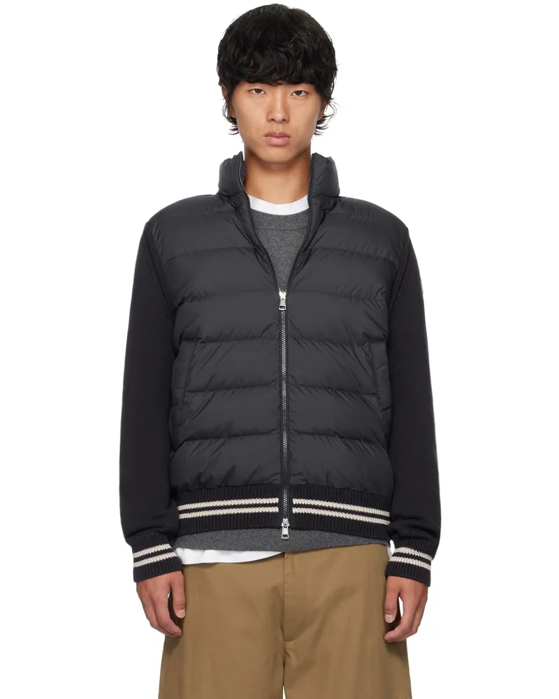 Moncler Navy Paneled Down Cardigan 779