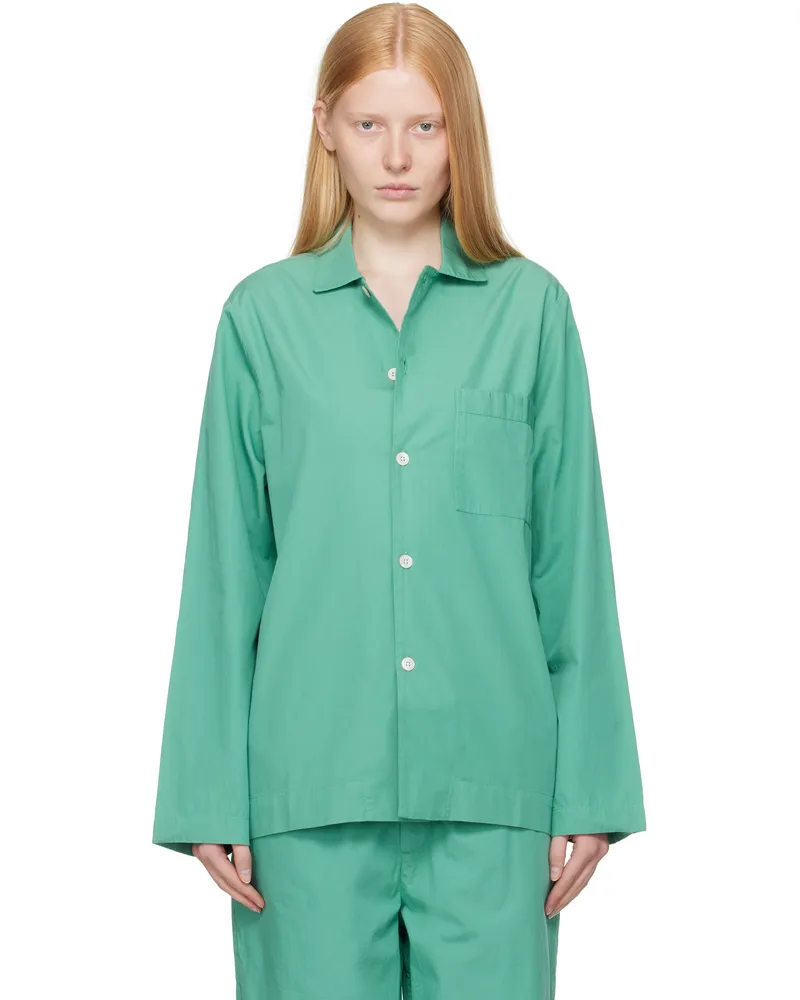 TEKLA Green Poplin Long-Sleeved Pyjama Shirt Vintage
