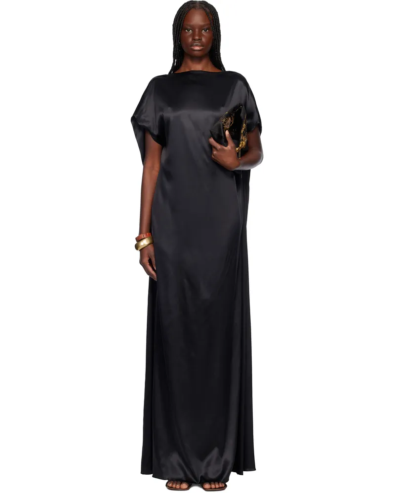 Dries van Noten Black Silk Floor Length Maxi Dress 900