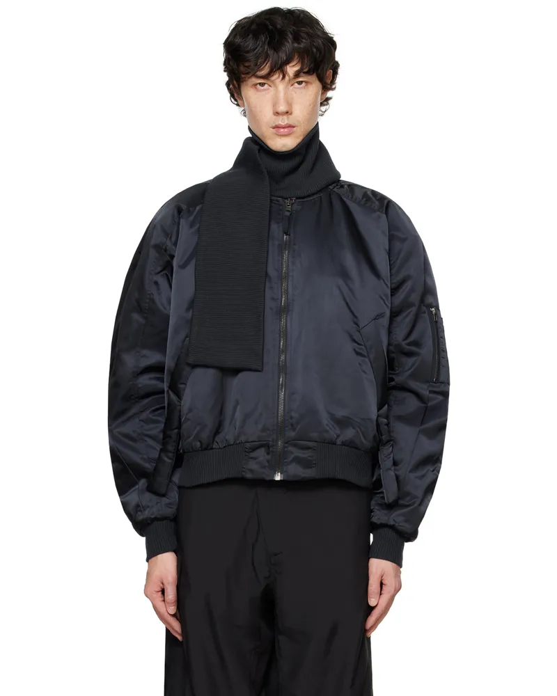 OTTOLINGER Navy Scarf Bomber Jacket Midnight