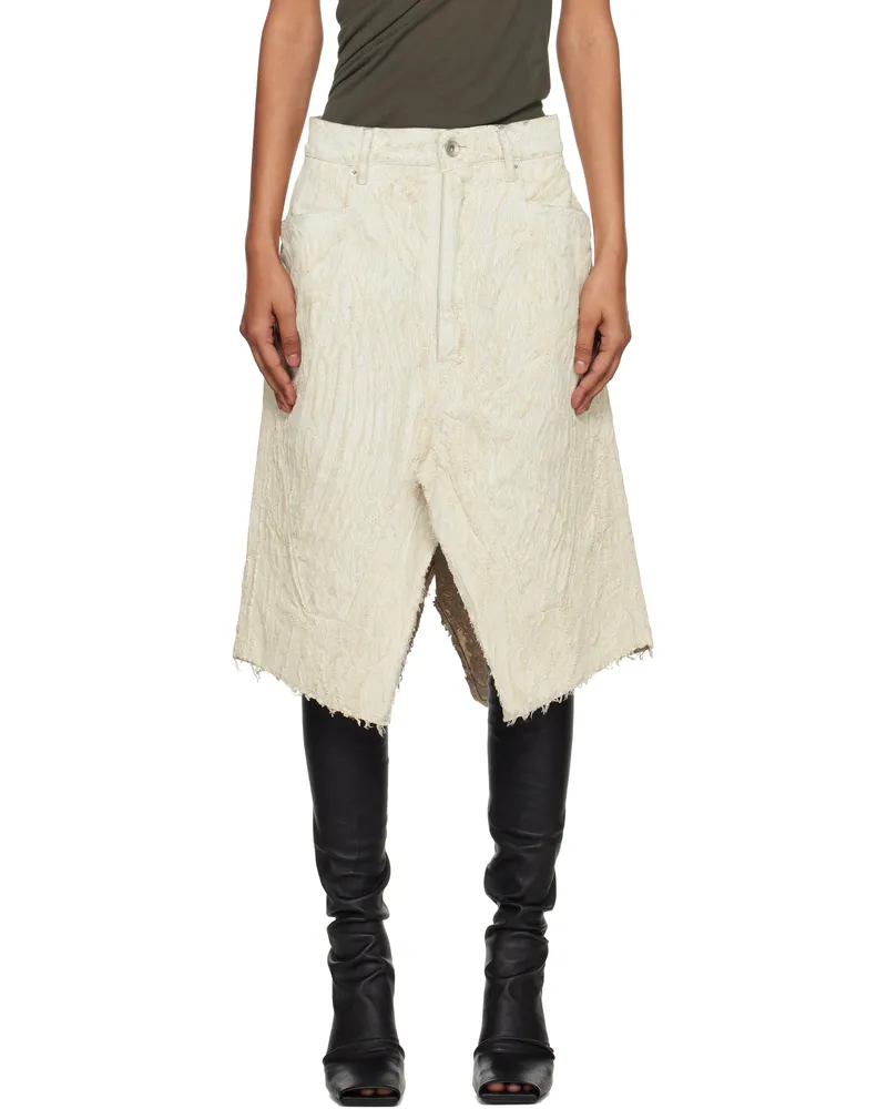 Rick Owens Off-White Concordians Slivered Denim Midi Skirt 11