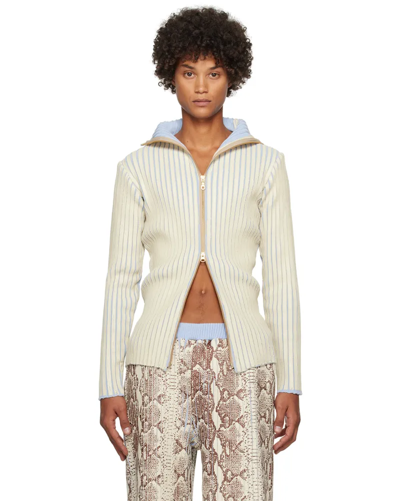 Stanley Raffington SSENSE Exclusive Off-White & Blue Sweater Cream