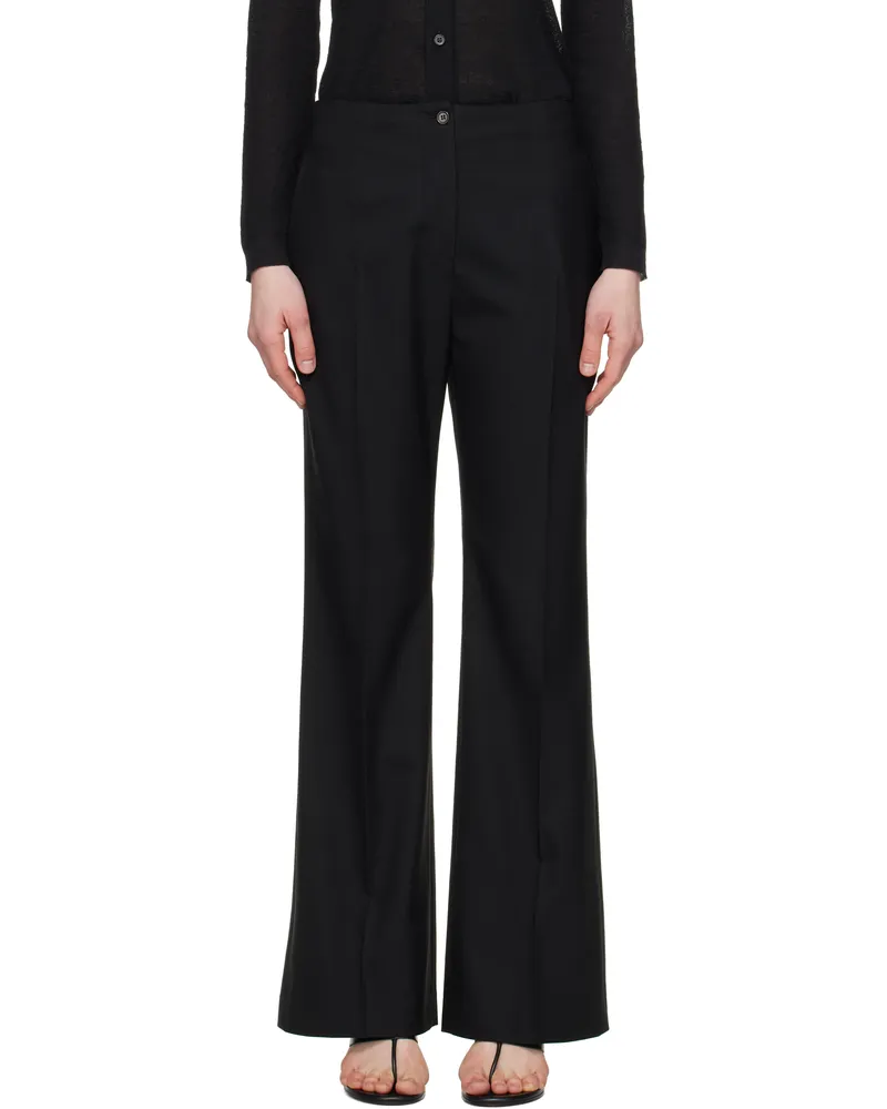 AMOMENTO Black Straight Fit Trousers Black