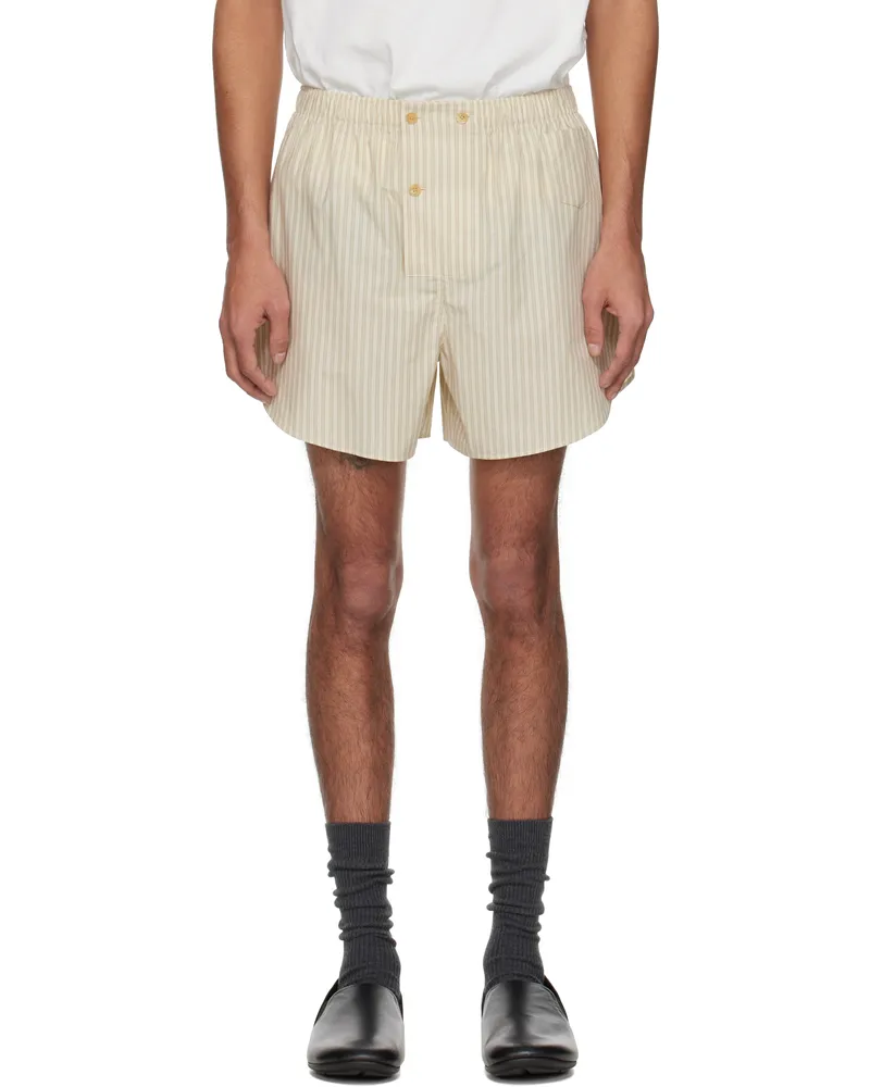 The Row Off-White & Green Nicasio Shorts Sgh