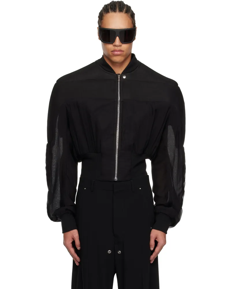 Rick Owens Black Hollywood Girdered Bomber Jacket 09