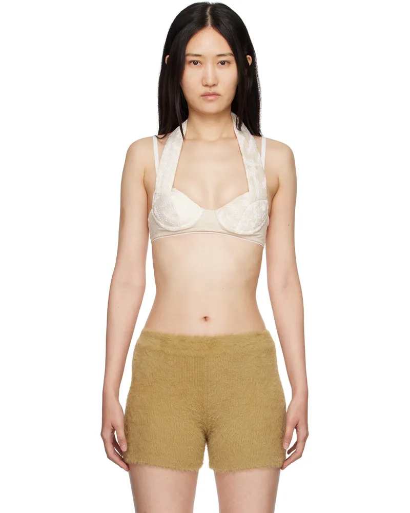 Jacquemus Beige & White Le Papier 'Le Haut Cuscinu' Bra 1dg