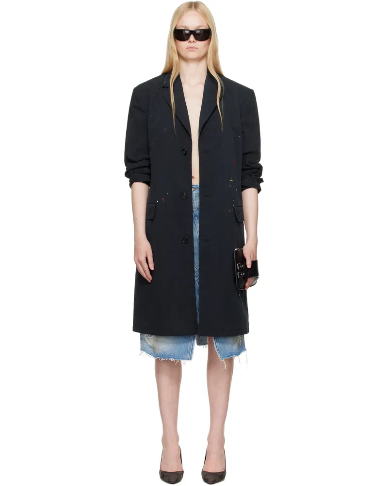 Maison Margiela Black Cotton Gabardine Trench Coat 900