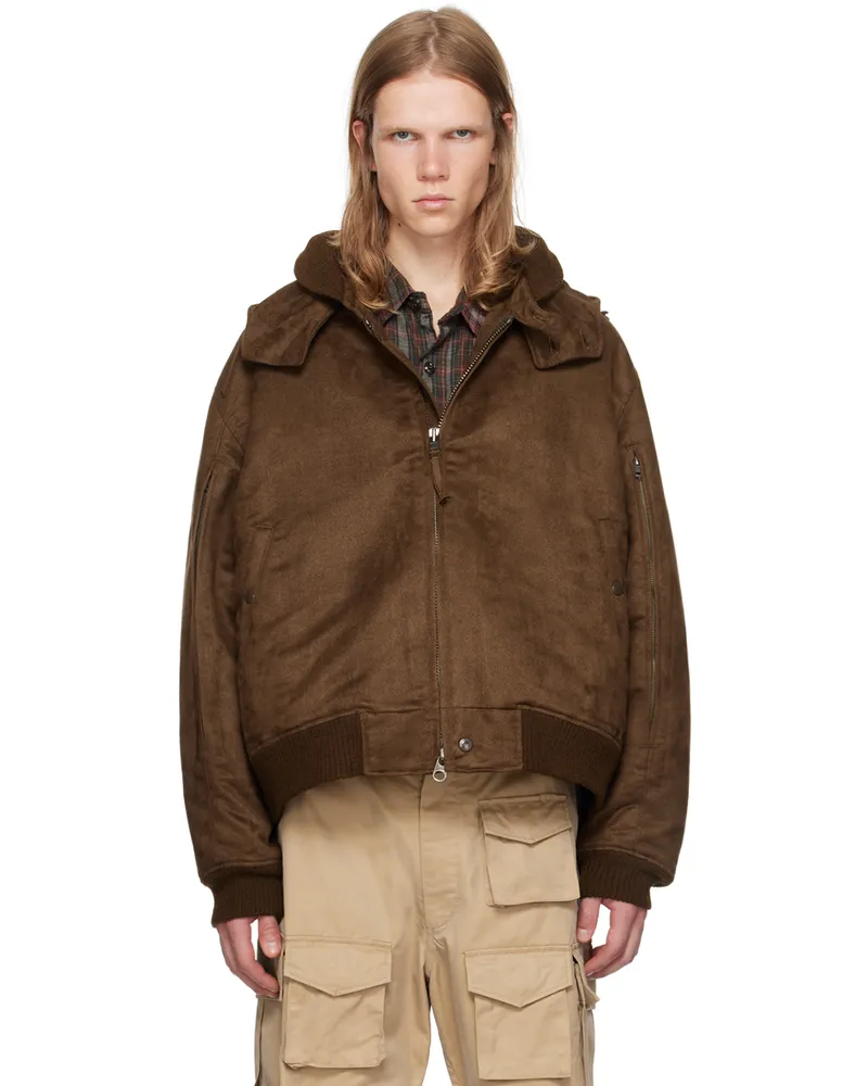 Engineered Garments Brown LL Faux-Suede Bomber Jacket Ct280