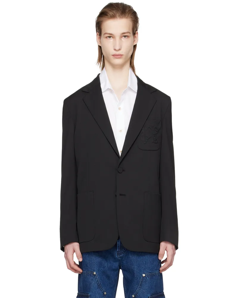 Palm Angels Black Monogram Pocket Blazer Black