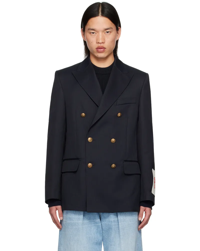 Golden Goose Navy Double-Breasted Blazer Dark
