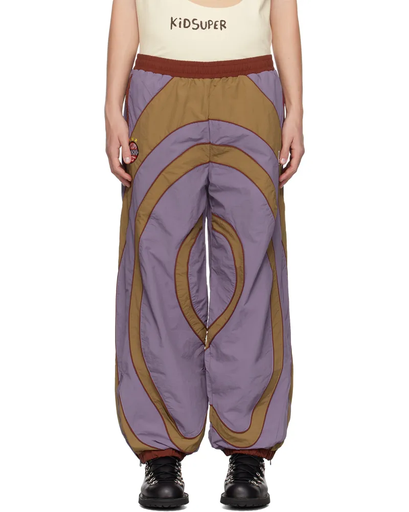 KidSuper Brown & Purple Ronaldinho Edition Taffeta Track Pants