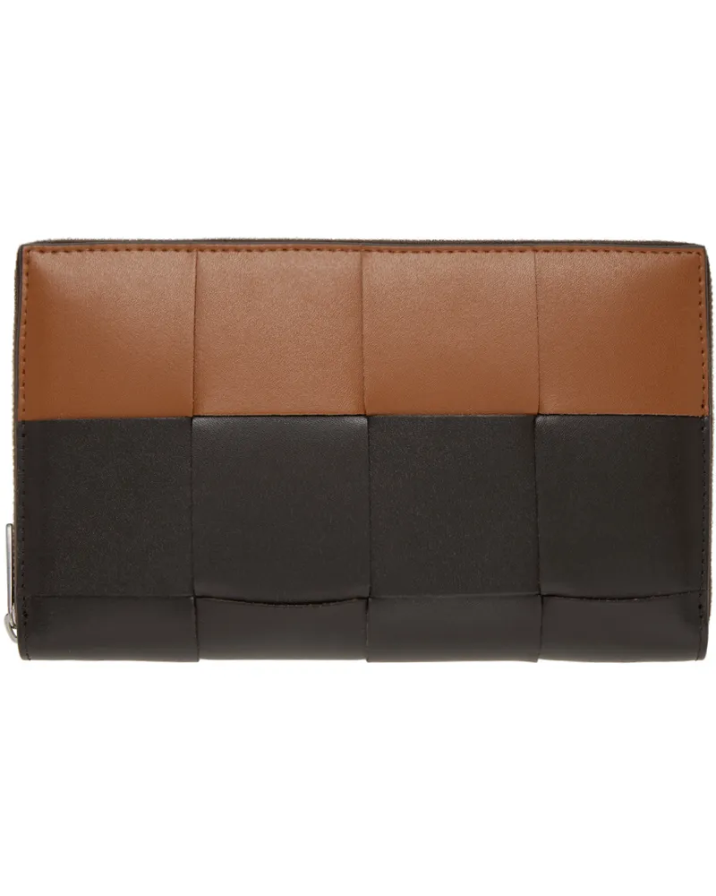 Bottega Veneta Brown & Tan Cassette Zip Around Wallet 2476