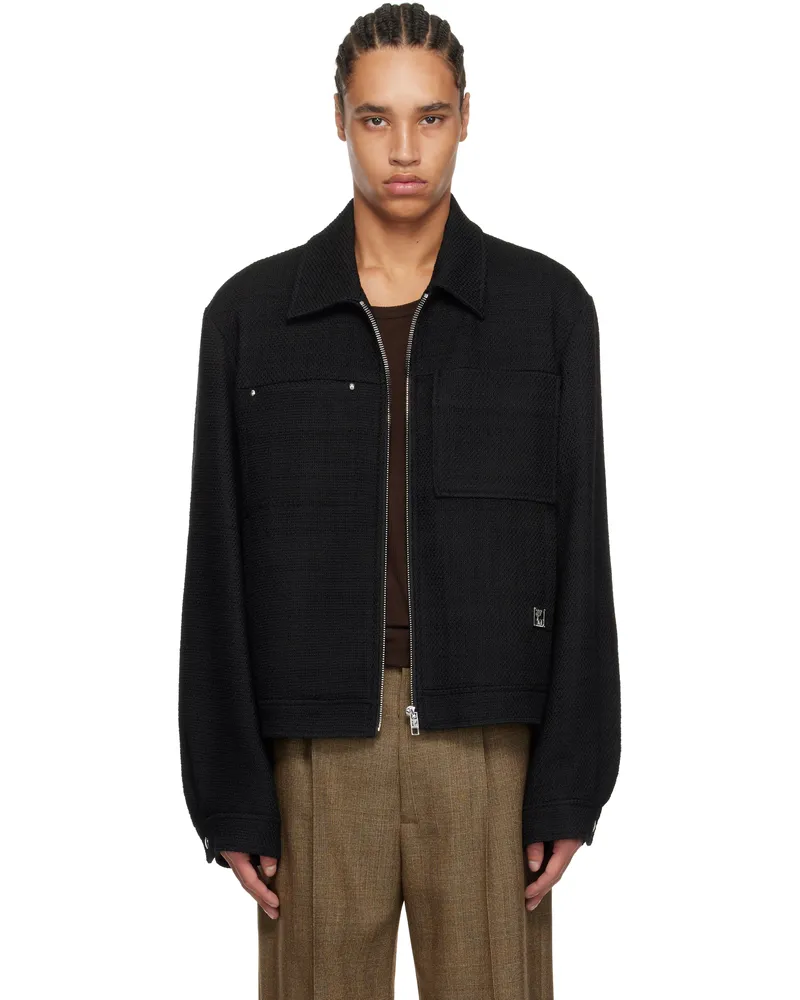 Wooyoungmi Black Tweed Zip-Up Jacket Black919b
