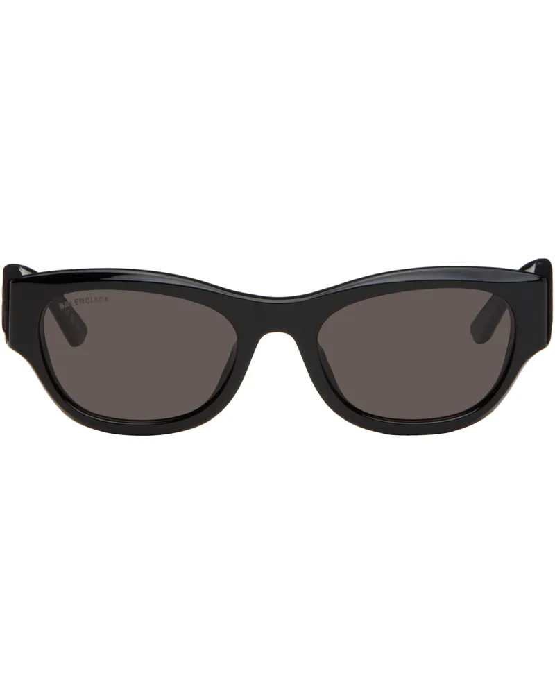 Balenciaga Black Logo Rectangular Sunglasses 001