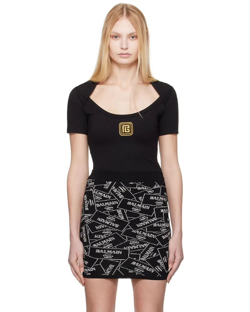 Balmain Black Encolure Ronde T-shirt Ead
