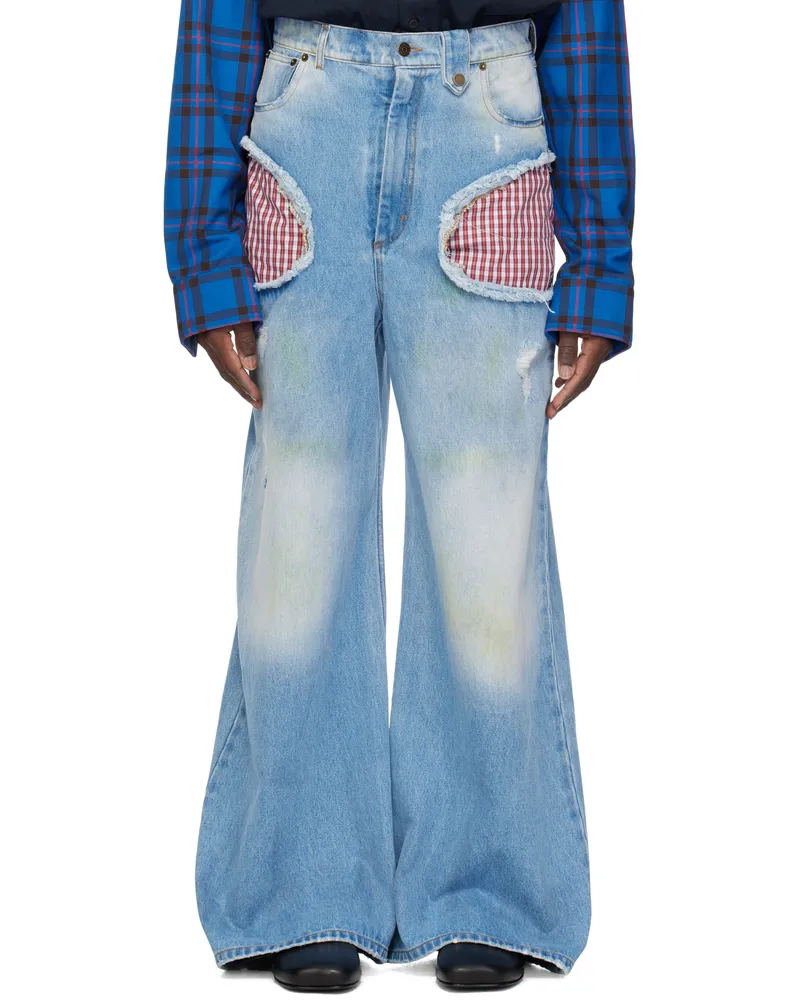 Egonlab SSENSE Exclusive Blue Openwork Jeans Blue