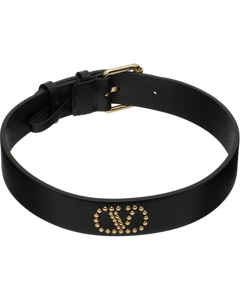 Valentino Garavani Black Signature VLogo Leather Choker 0no