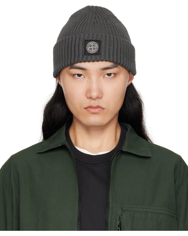 Stone Island Gray N100002 Full Rib RWS Wool Beanie V0062