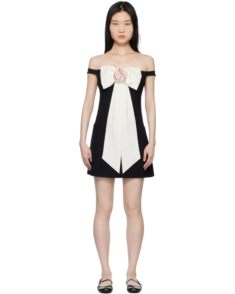 Sandy Liang Black Tulips Minidress Black