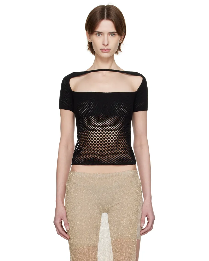 Isa Boulder Black Band Fishnet Top Iron