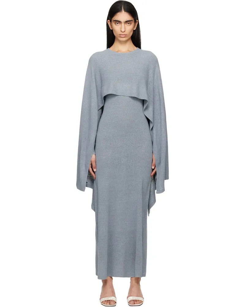 Totême Blue Cape Knit Maxi Dress Mistral