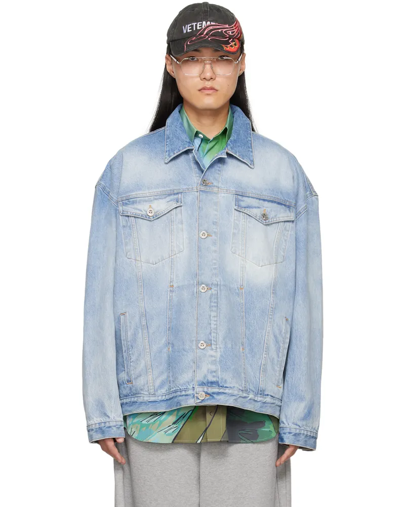 VETEMENTS Blue Embossed Denim Jacket Blue