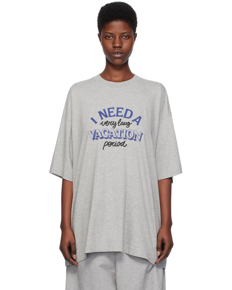 VETEMENTS Gray 'I Need A Vacation' T-Shirt Grey