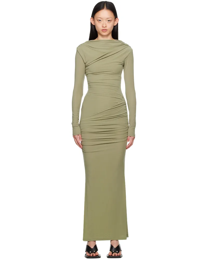 Paris Georgia Khaki Draped Maxi Dress Khaki