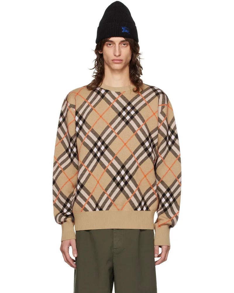 Burberry Beige Check Sweater Sand