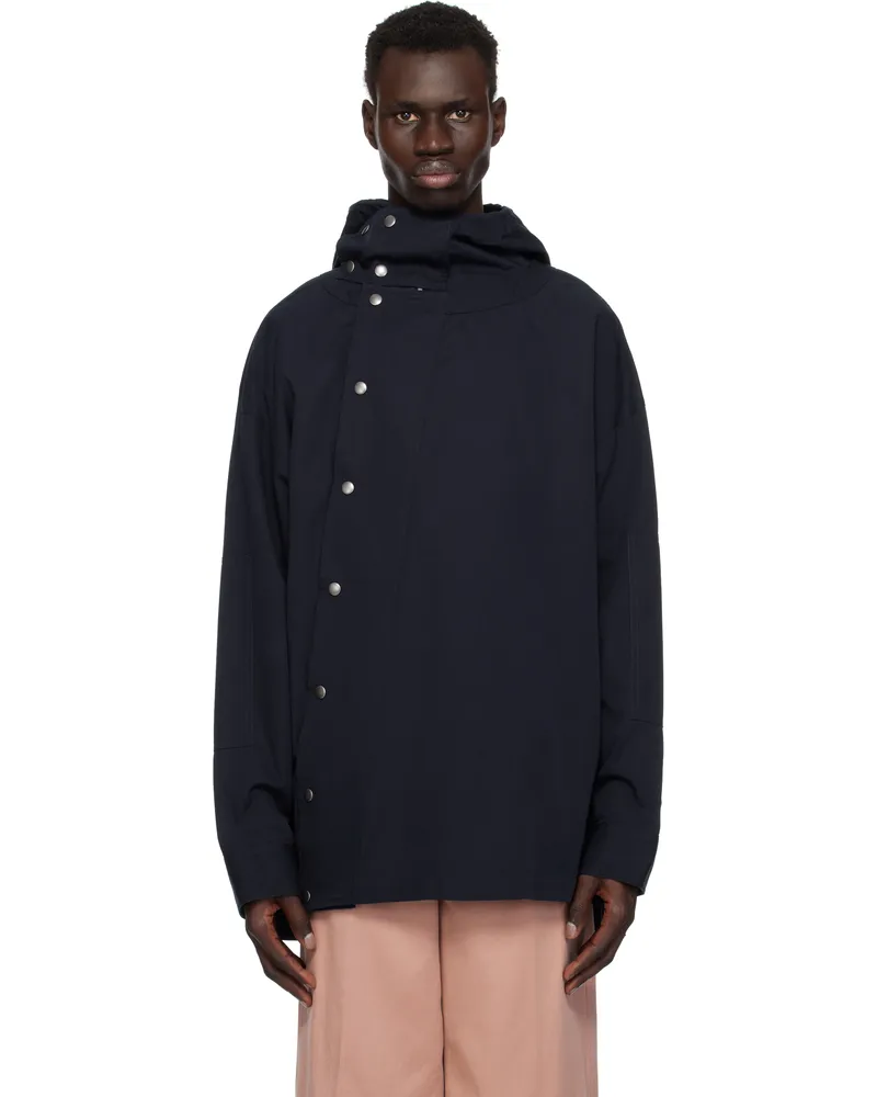 Dries van Noten Navy Asymmetric Jacket 509