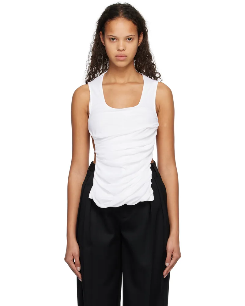 Subtle Le Nguyen White Draped Tank Top White