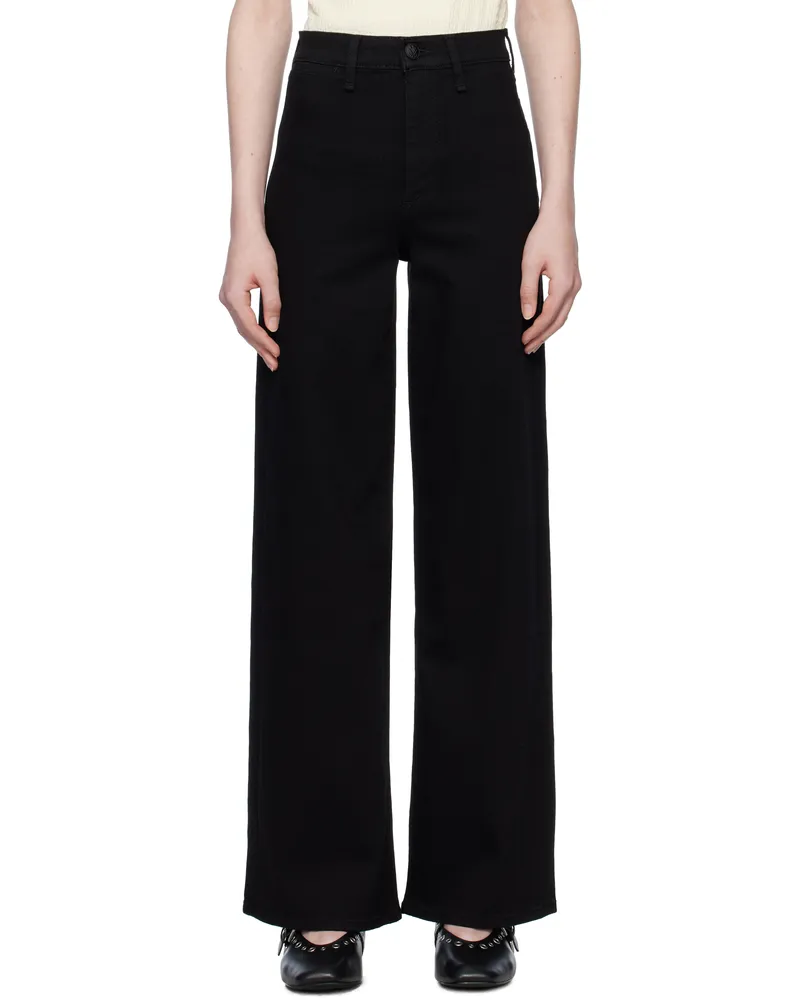 Rag & Bone Black Epic Hadley Wide-Leg Jeans Black