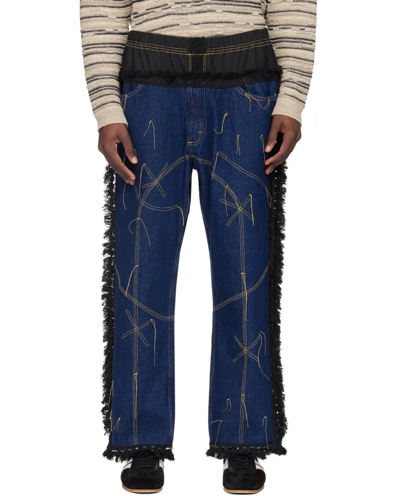 SC103 SSENSE Exclusive Indigo Jeans Weft