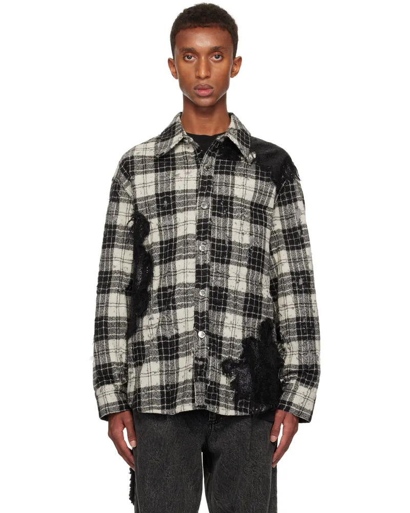 Song For The Mute Black & White Check Shirt Jacket Black