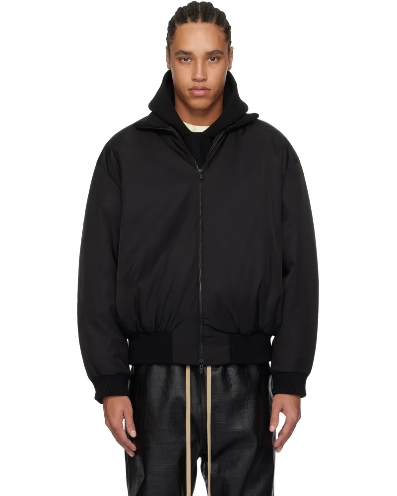 Fear of God Black Nylon Wool Bomber Jacket Black