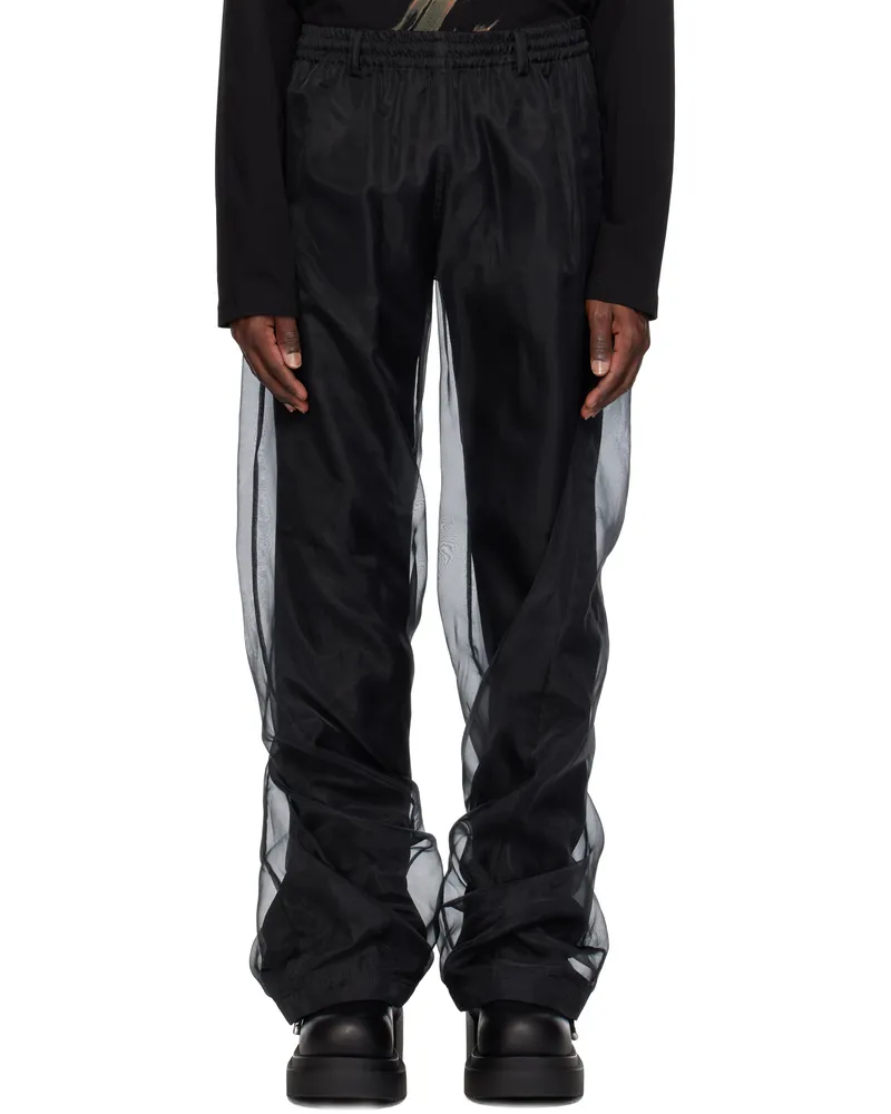 WE 11 DONE Black Layered Trousers Black