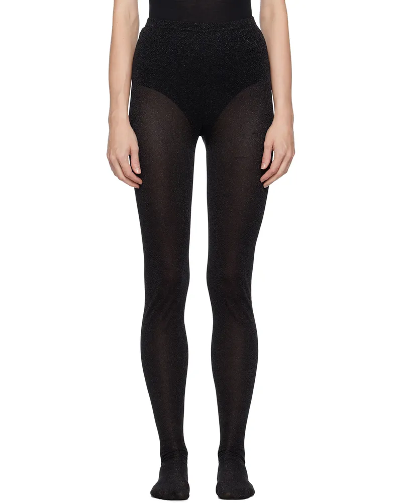 Anna Sui Black Glittered Tights Black