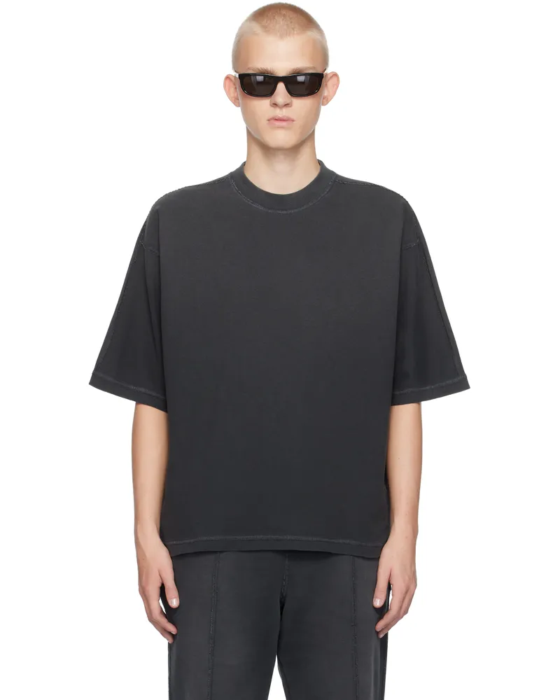 REPRESENT Black Stepped Hem T-shirt Stained