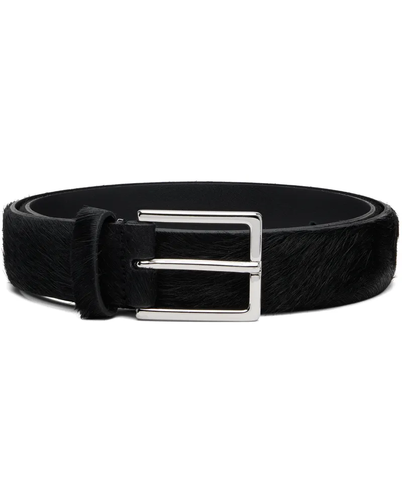 Anderson's Black Narrow Pony Leather Buckle Belt N1