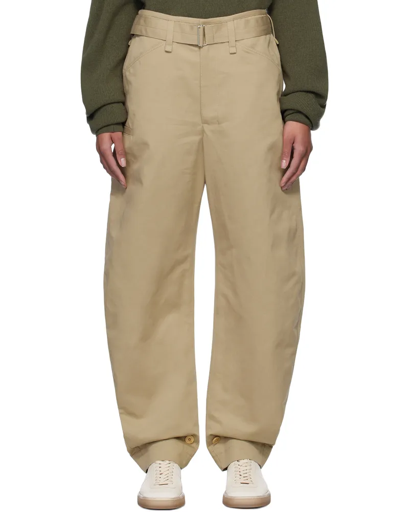 Christophe Lemaire Beige Belted Tapered Trousers Bg260