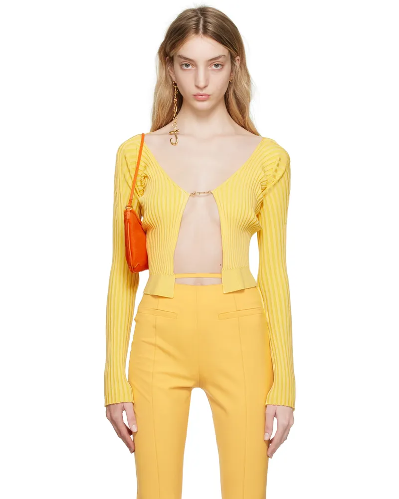 Jacquemus Yellow Le Raphia 'La Maille Pralù' Cardigan 210